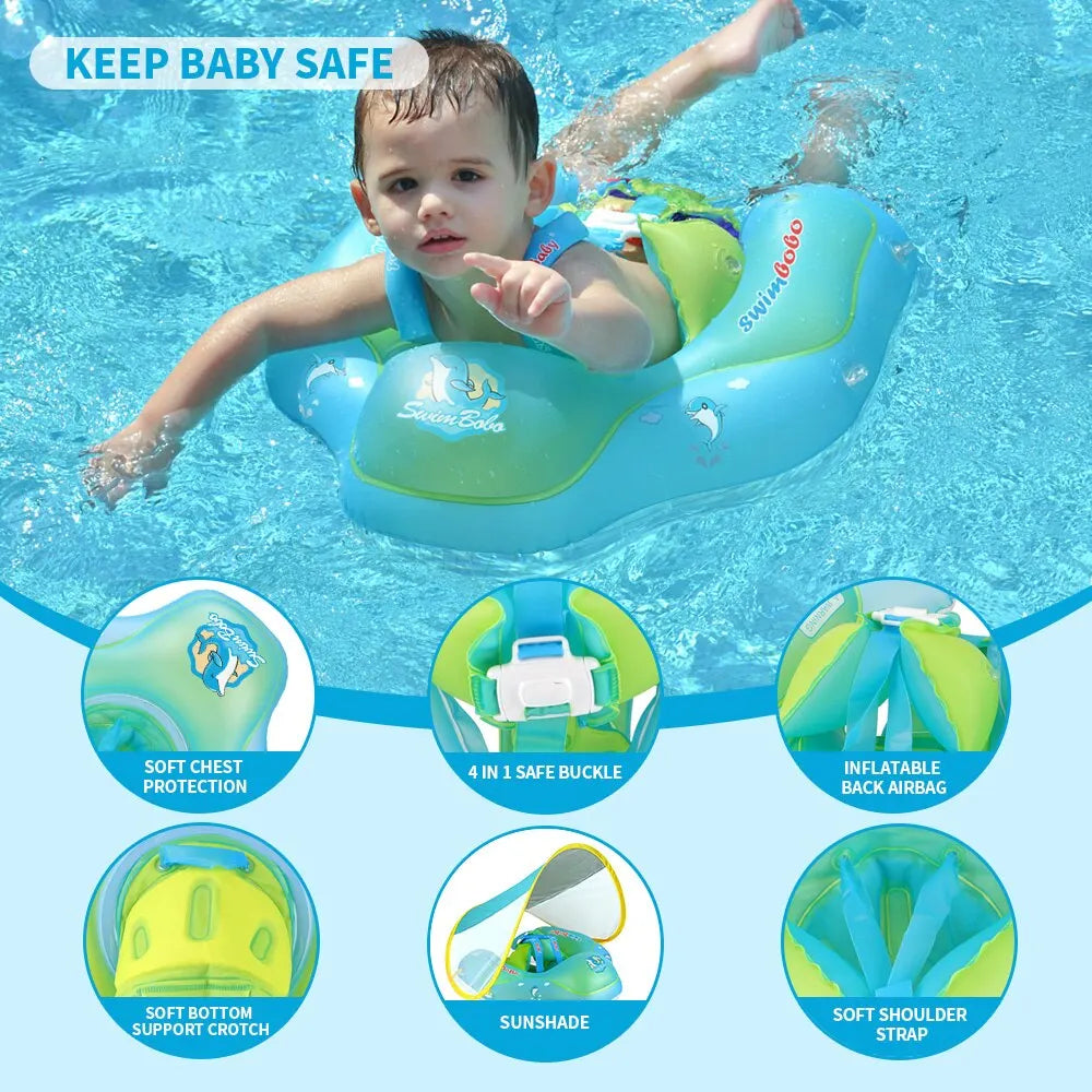 #### Baby Swimming Float With Canopy Inflatable Infant Floating Ring Kids Swim Pool Accessories Circle Bathing Summer Toys