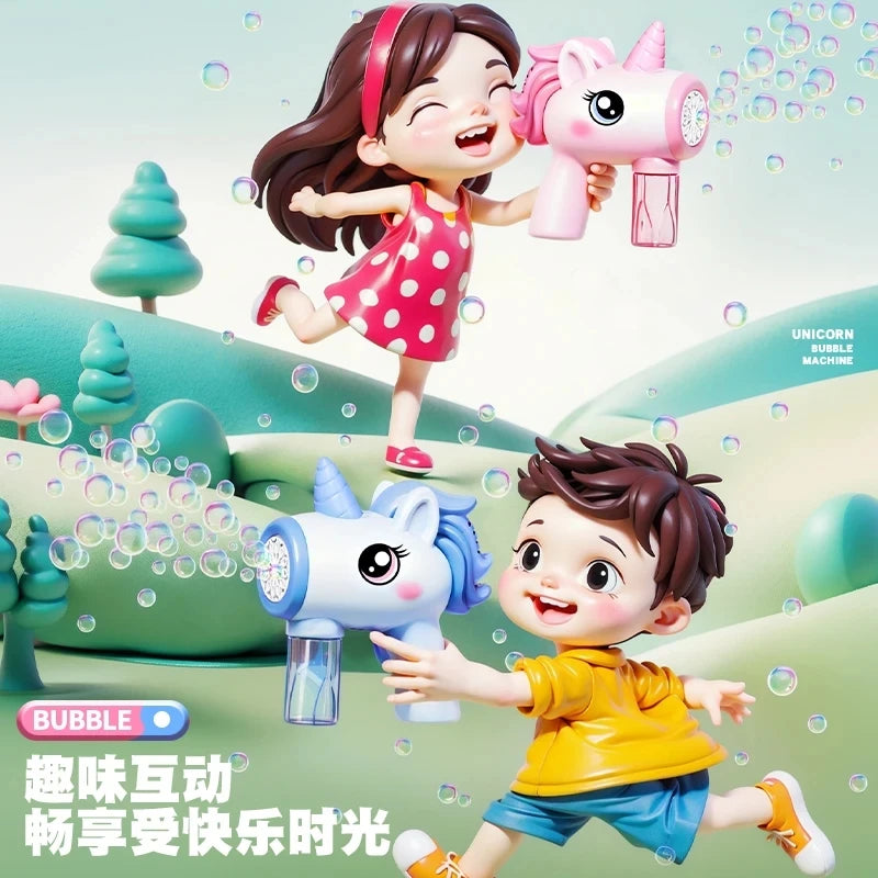 #### Unicorn children's electric bubble gun, toy bubble machine, automatic soap blowing machine with lights, outdoor party game, new