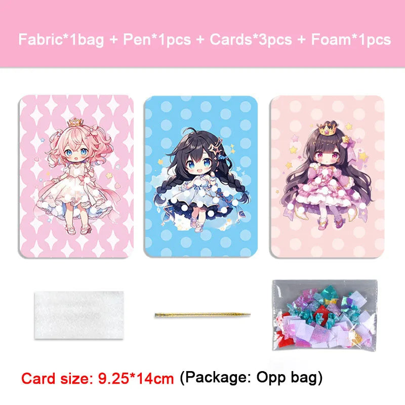 Fabric Art Frenzy Toys for Girls Dress Up Animal Princess Creative Puzzle Puncture Poke Boards Kids DIY Handmade Crafts Kits