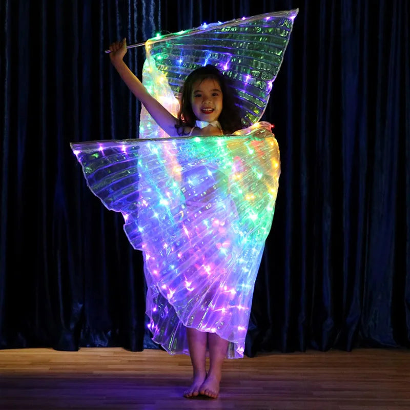 Led Rainbow Electronic Light Dance Wings Belly Dance Costumes Party Show Isis Dancewear Fluorescent Lights Isis Wing Children