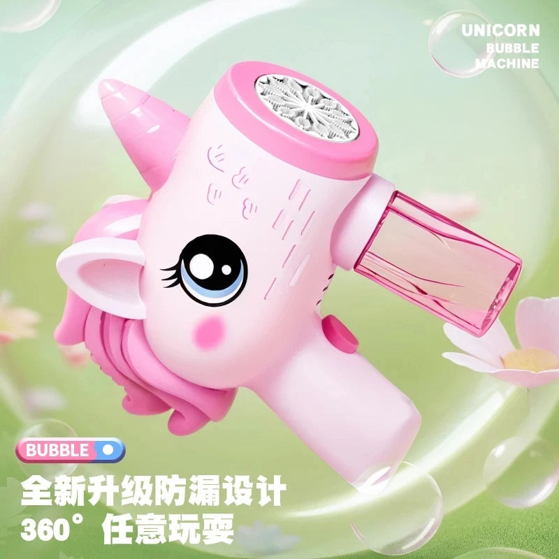 #### Unicorn children's electric bubble gun, toy bubble machine, automatic soap blowing machine with lights, outdoor party game, new