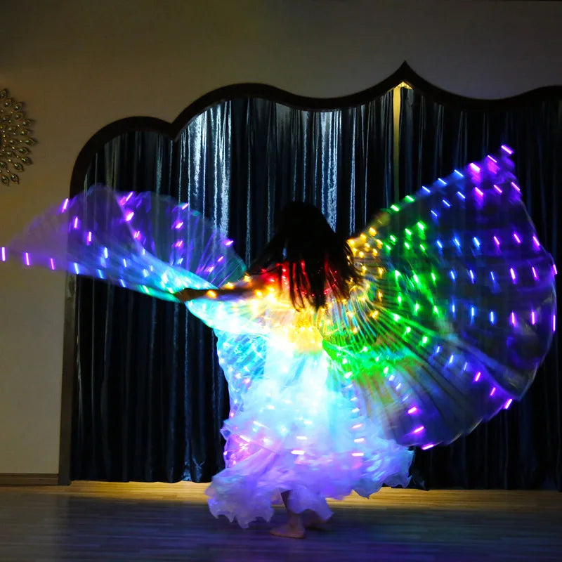 Led Rainbow Electronic Light Dance Wings Belly Dance Costumes Party Show Isis Dancewear Fluorescent Lights Isis Wing Children