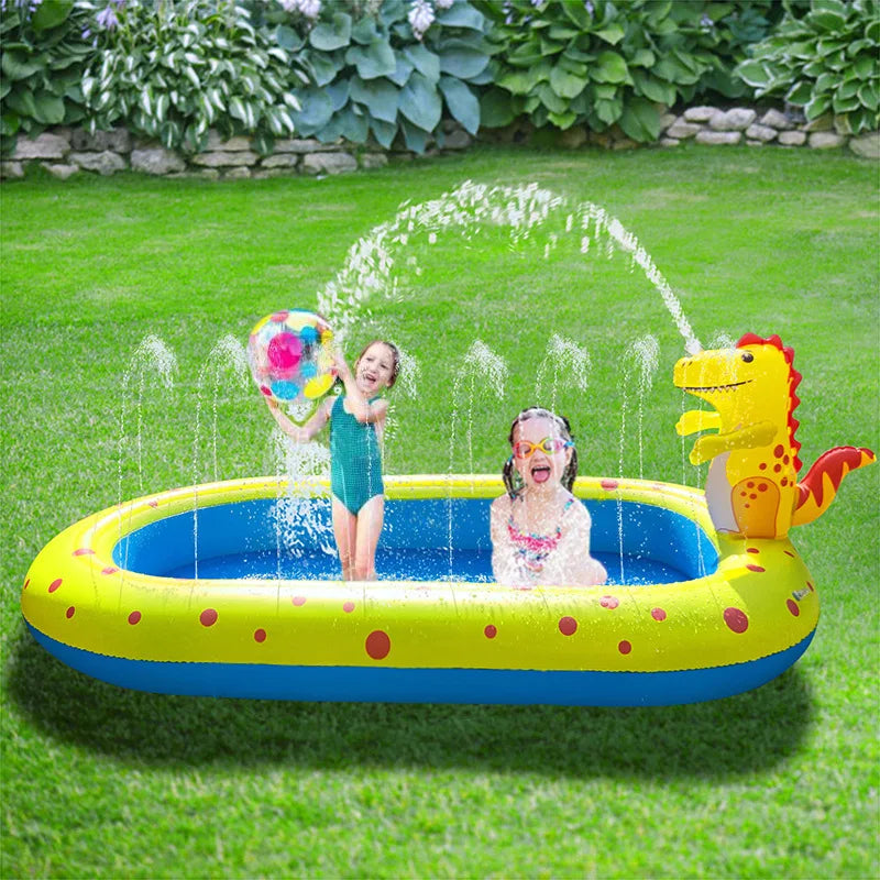 #### 1.7M Swimming Pool,Inflatable Dinosaur Fountain,Outdoor Bathtub,Dolphin Sprinkling Game Mat,Children's Water Toy Summer
