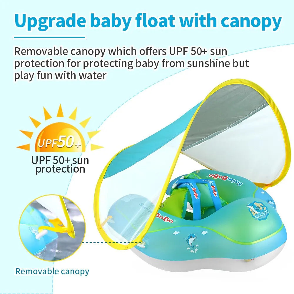 #### Baby Swimming Float With Canopy Inflatable Infant Floating Ring Kids Swim Pool Accessories Circle Bathing Summer Toys