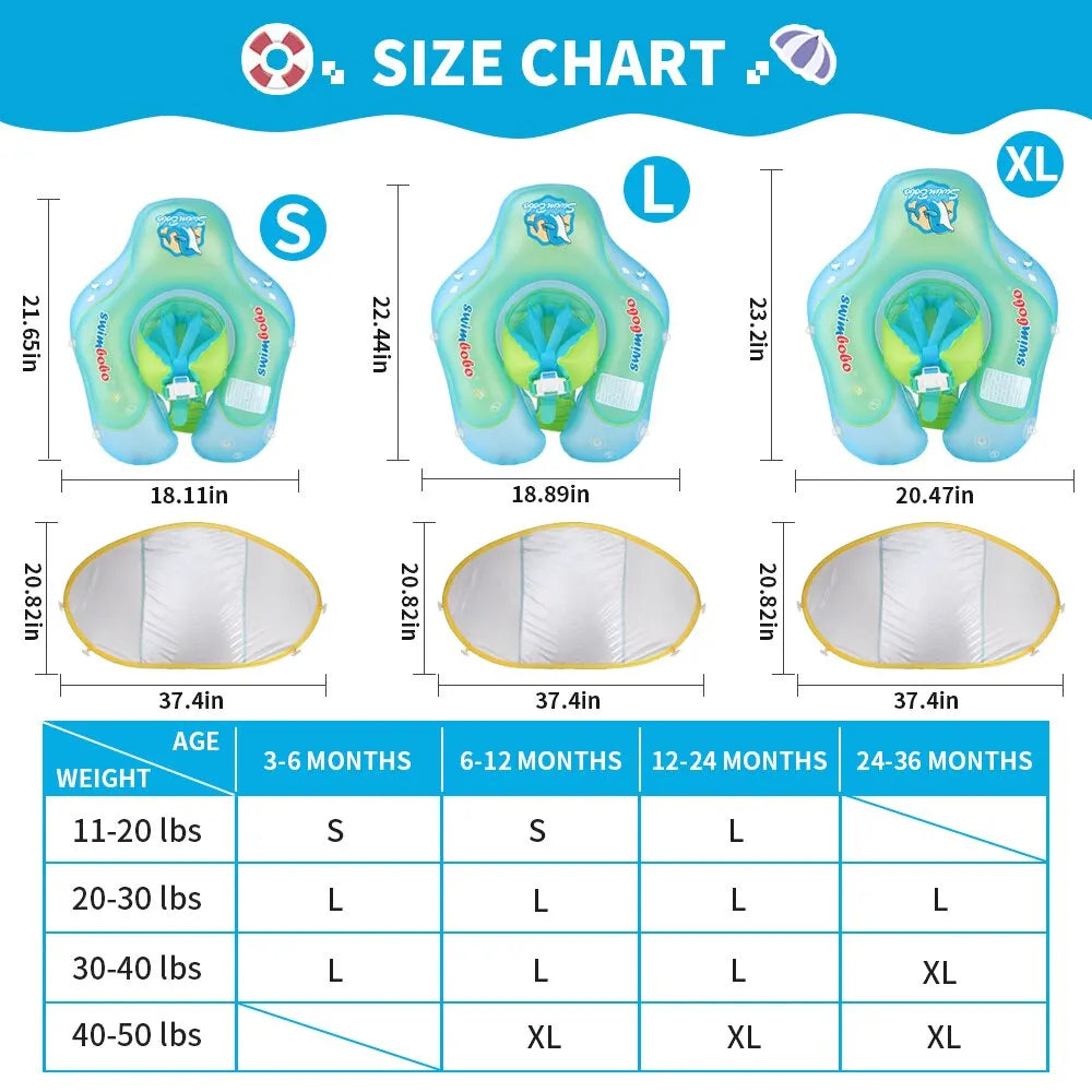 #### Baby Swimming Float With Canopy Inflatable Infant Floating Ring Kids Swim Pool Accessories Circle Bathing Summer Toys