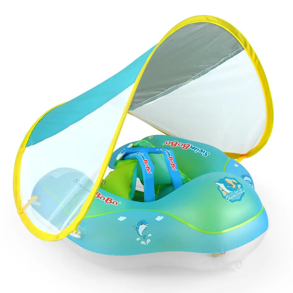 #### Baby Swimming Float With Canopy Inflatable Infant Floating Ring Kids Swim Pool Accessories Circle Bathing Summer Toys