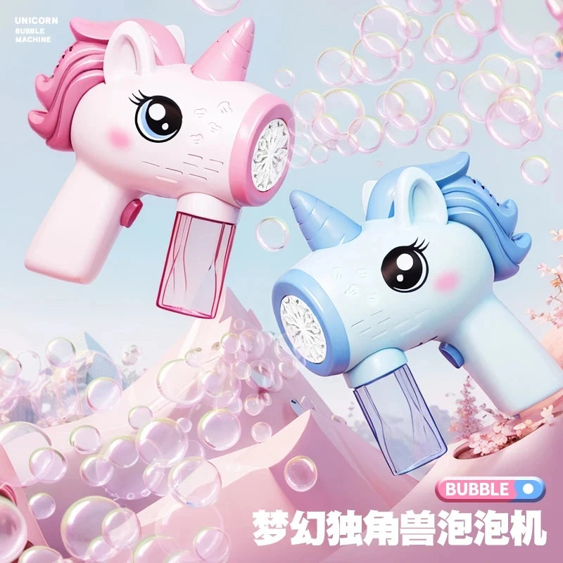 #### Unicorn children's electric bubble gun, toy bubble machine, automatic soap blowing machine with lights, outdoor party game, new