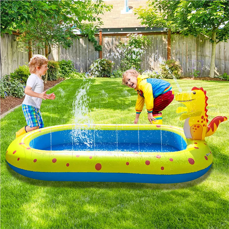 #### 1.7M Swimming Pool,Inflatable Dinosaur Fountain,Outdoor Bathtub,Dolphin Sprinkling Game Mat,Children's Water Toy Summer