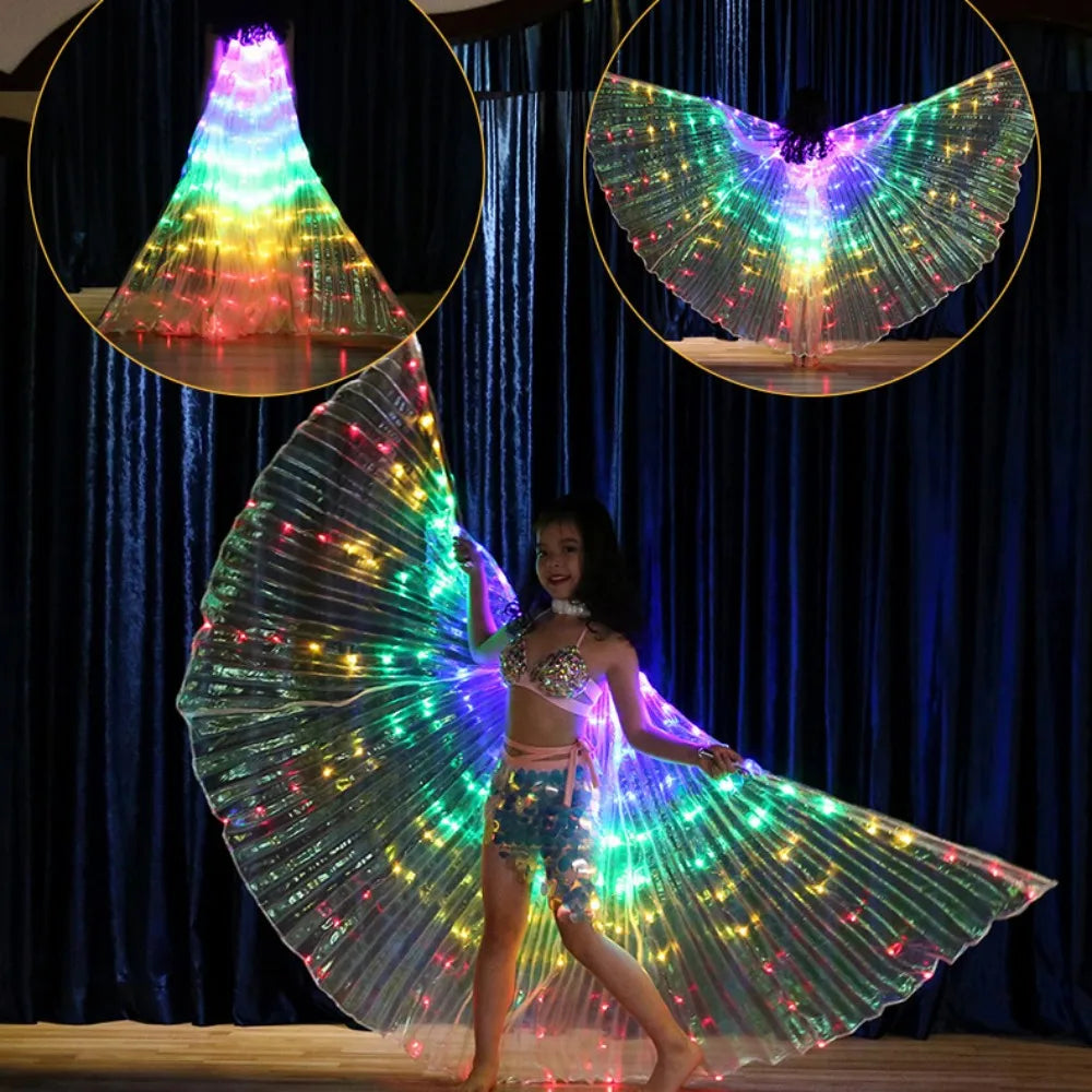Led Rainbow Electronic Light Dance Wings Belly Dance Costumes Party Show Isis Dancewear Fluorescent Lights Isis Wing Children
