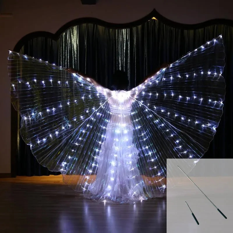 Led Rainbow Electronic Light Dance Wings Belly Dance Costumes Party Show Isis Dancewear Fluorescent Lights Isis Wing Children