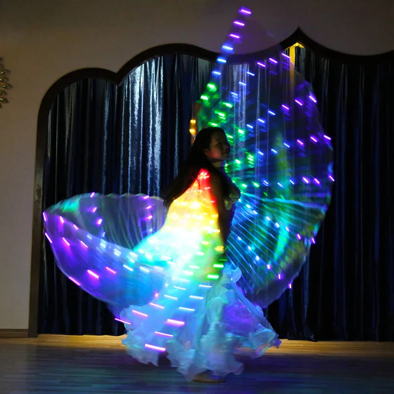 Led Rainbow Electronic Light Dance Wings Belly Dance Costumes Party Show Isis Dancewear Fluorescent Lights Isis Wing Children