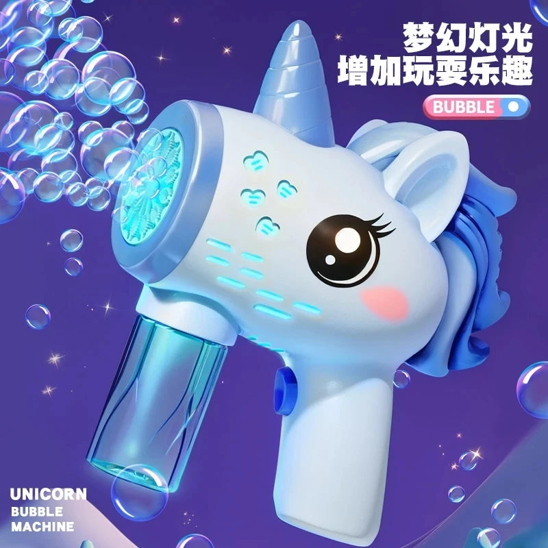 #### Unicorn children's electric bubble gun, toy bubble machine, automatic soap blowing machine with lights, outdoor party game, new
