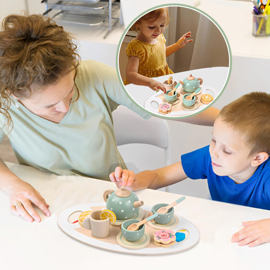 Service à thé en bois pour enfants