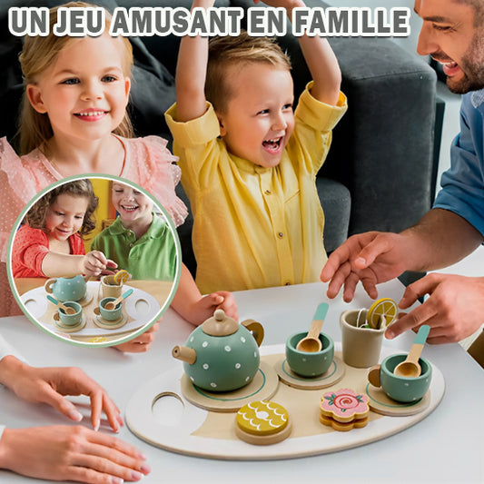 Service à thé en bois pour enfants