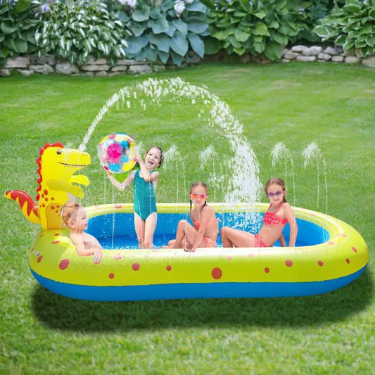 #### 1.7M Swimming Pool,Inflatable Dinosaur Fountain,Outdoor Bathtub,Dolphin Sprinkling Game Mat,Children's Water Toy Summer