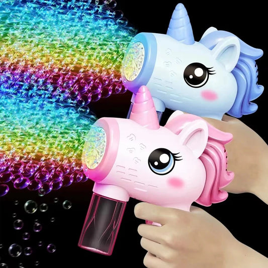 #### Unicorn children's electric bubble gun, toy bubble machine, automatic soap blowing machine with lights, outdoor party game, new