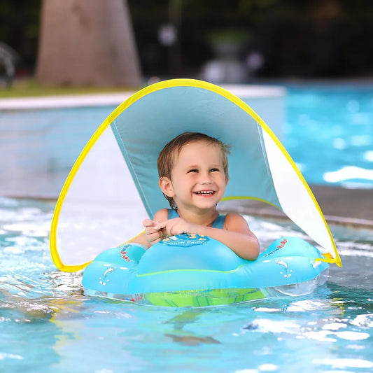 #### Baby Swimming Float With Canopy Inflatable Infant Floating Ring Kids Swim Pool Accessories Circle Bathing Summer Toys