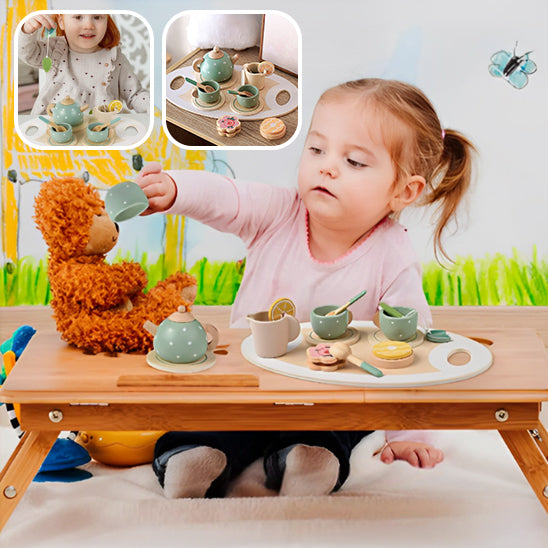 Service à thé en bois pour enfants