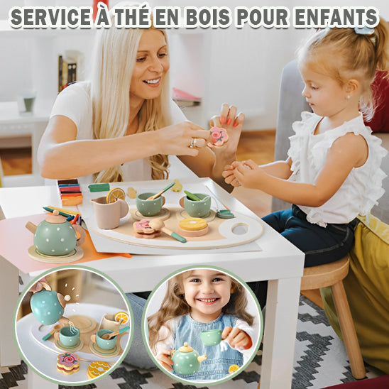 Service à thé en bois pour enfants